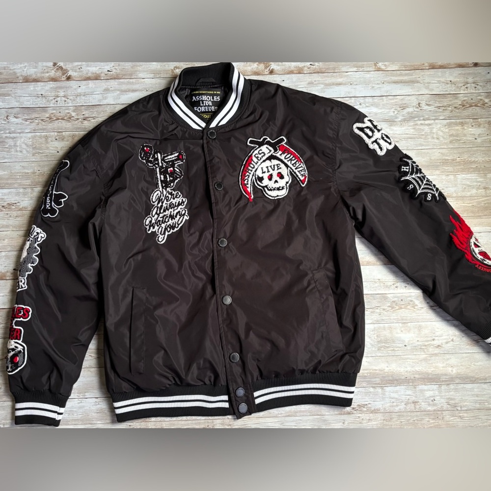 ALF Men's Black Graphic Bomber Jacket